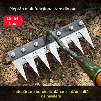 Unelte multifuncționale pentru plivit cu greblă integrată și lamă din oțel mangan pentru uz casnic și agricol (întoarcerea solului, afânarea)