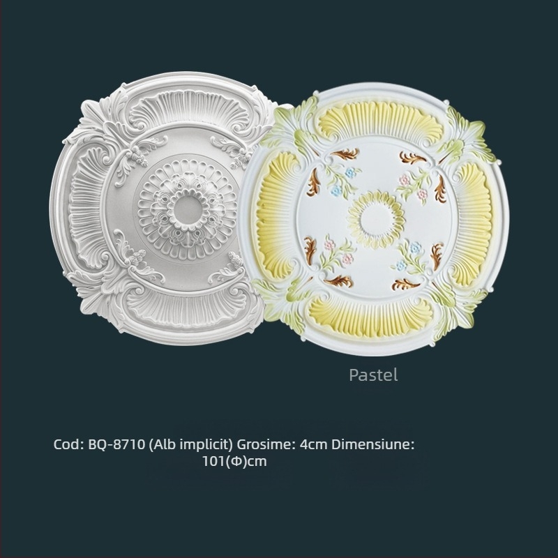 Panou lampă PU cu disc circular de tavan, decor în stil francez pentru lustra europeană (Material: PU; Model: BQ-XY-; Stil: relief, simplitate modernă, lux discret)