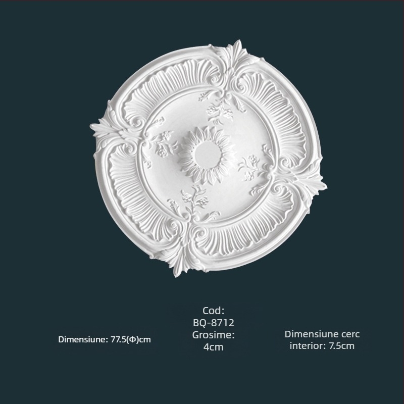 Panou lampă PU cu disc circular de tavan, decor în stil francez pentru lustra europeană (Material: PU; Model: BQ-XY-; Stil: relief, simplitate modernă, lux discret)