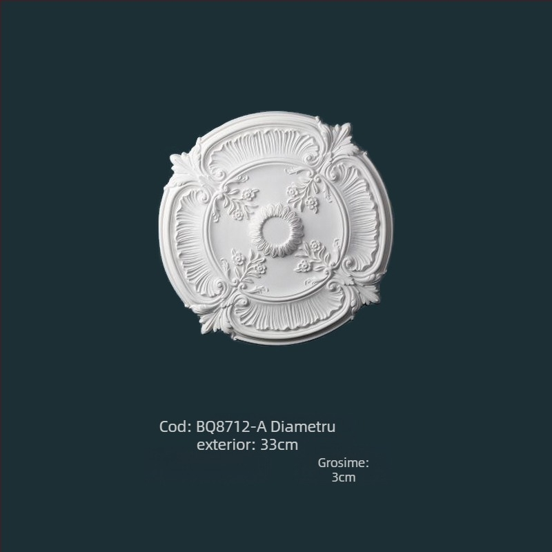 Panou lampă PU cu disc circular de tavan, decor în stil francez pentru lustra europeană (Material: PU; Model: BQ-XY-; Stil: relief, simplitate modernă, lux discret)