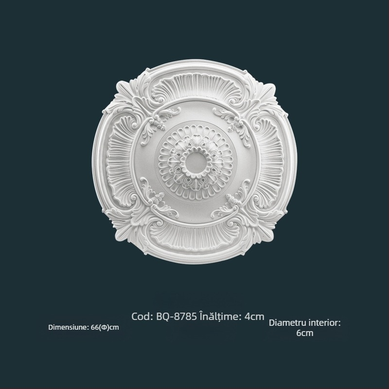 Panou lampă PU cu disc circular de tavan, decor în stil francez pentru lustra europeană (Material: PU; Model: BQ-XY-; Stil: relief, simplitate modernă, lux discret)