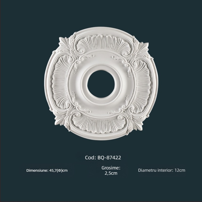 Panou lampă PU cu disc circular de tavan, decor în stil francez pentru lustra europeană (Material: PU; Model: BQ-XY-; Stil: relief, simplitate modernă, lux discret)