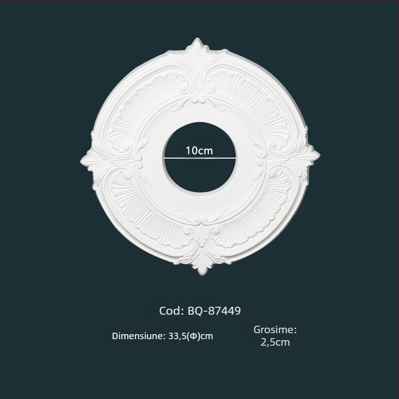 Panou lampă PU cu disc circular de tavan, decor în stil francez pentru lustra europeană (Material: PU; Model: BQ-XY-; Stil: relief, simplitate modernă, lux discret)