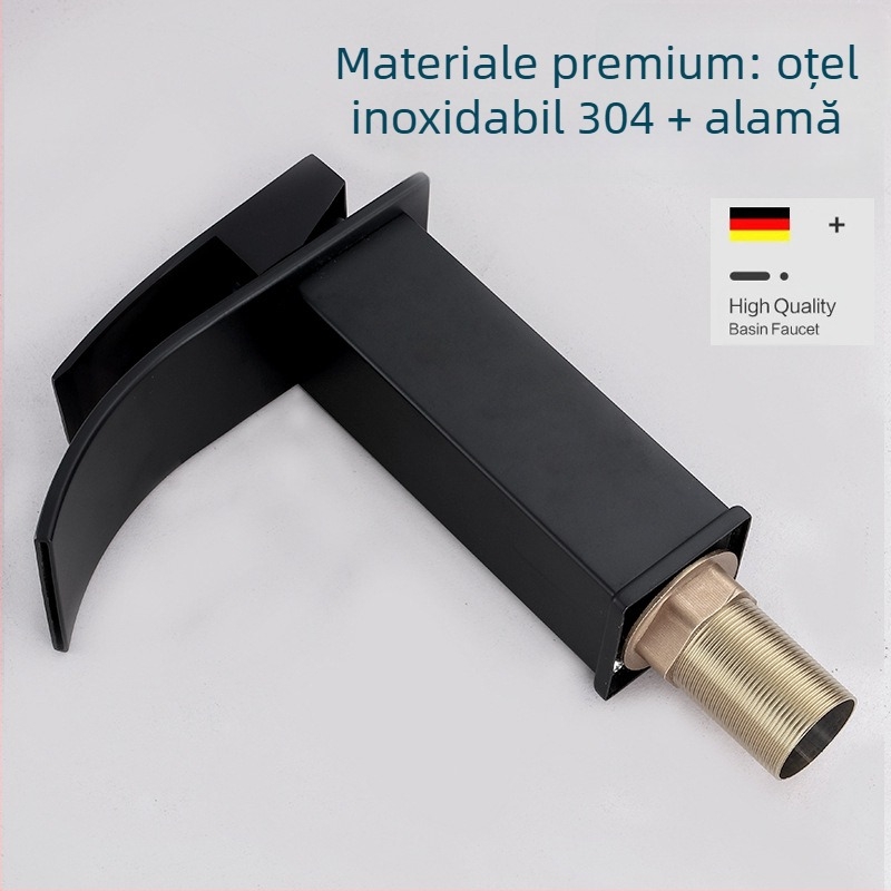 Robinet de chiuvetă mixt, oțel inoxidabil 304, cartuș ceramic, montaj într-o singură gaură, conectică 1/2'' intrare/ieșire, 0–90°C