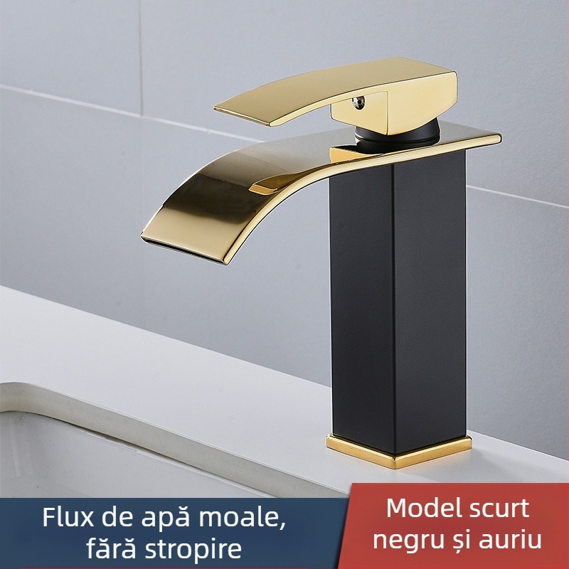 Robinet de chiuvetă mixt, oțel inoxidabil 304, cartuș ceramic, montaj într-o singură gaură, conectică 1/2'' intrare/ieșire, 0–90°C