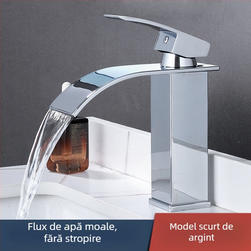 Robinet de chiuvetă mixt, oțel inoxidabil 304, cartuș ceramic, montaj într-o singură gaură, conectică 1/2'' intrare/ieșire, 0–90°C