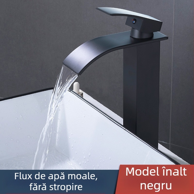 Robinet de chiuvetă mixt, oțel inoxidabil 304, cartuș ceramic, montaj într-o singură gaură, conectică 1/2'' intrare/ieșire, 0–90°C