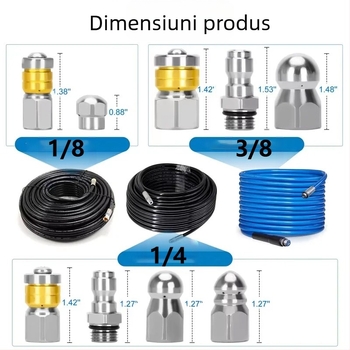 Duza din oțel inoxidabil pentru curățare conducte la presiune înaltă, cu cuplură 1/4 inch și conectare rapidă 3/8 inch, marca Independent