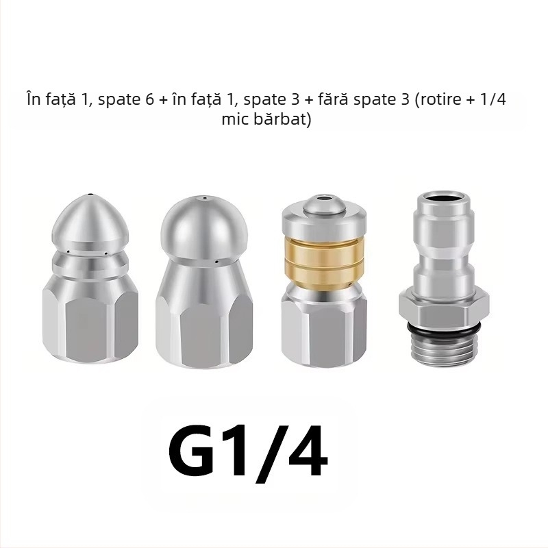 Duza din oțel inoxidabil pentru curățare conducte la presiune înaltă, cu cuplură 1/4 inch și conectare rapidă 3/8 inch, marca Independent