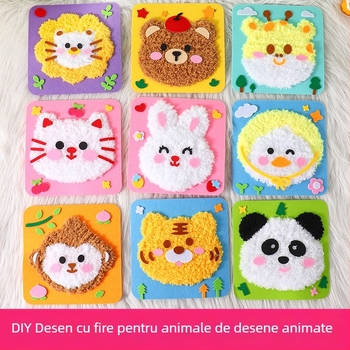 Kit DIY de cusut pentru copii – material din pânză, temă fată desen animat, jucărie educațională, vârsta 4–6 ani