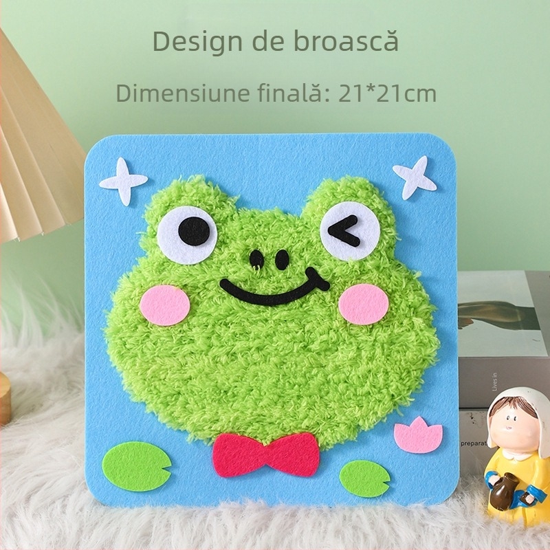 Kit DIY de cusut pentru copii – material din pânză, temă fată desen animat, jucărie educațională, vârsta 4–6 ani