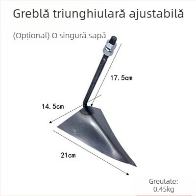 Sapă triunghiulară reglabilă pentru săpare canale, afânare sol și formare ridges – unealtă de grădină multifuncțională cu cap ascuțit de tip cioc de vultur