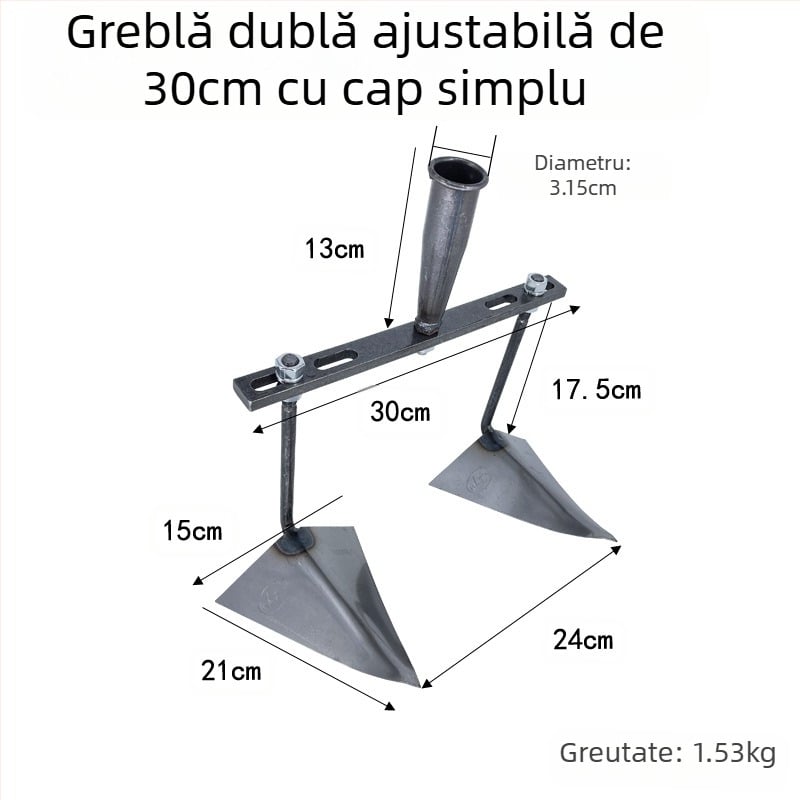 Sapă triunghiulară reglabilă pentru săpare canale, afânare sol și formare ridges – unealtă de grădină multifuncțională cu cap ascuțit de tip cioc de vultur