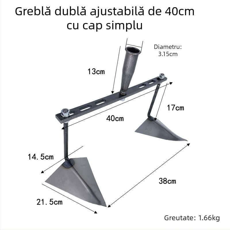 Sapă triunghiulară reglabilă pentru săpare canale, afânare sol și formare ridges – unealtă de grădină multifuncțională cu cap ascuțit de tip cioc de vultur