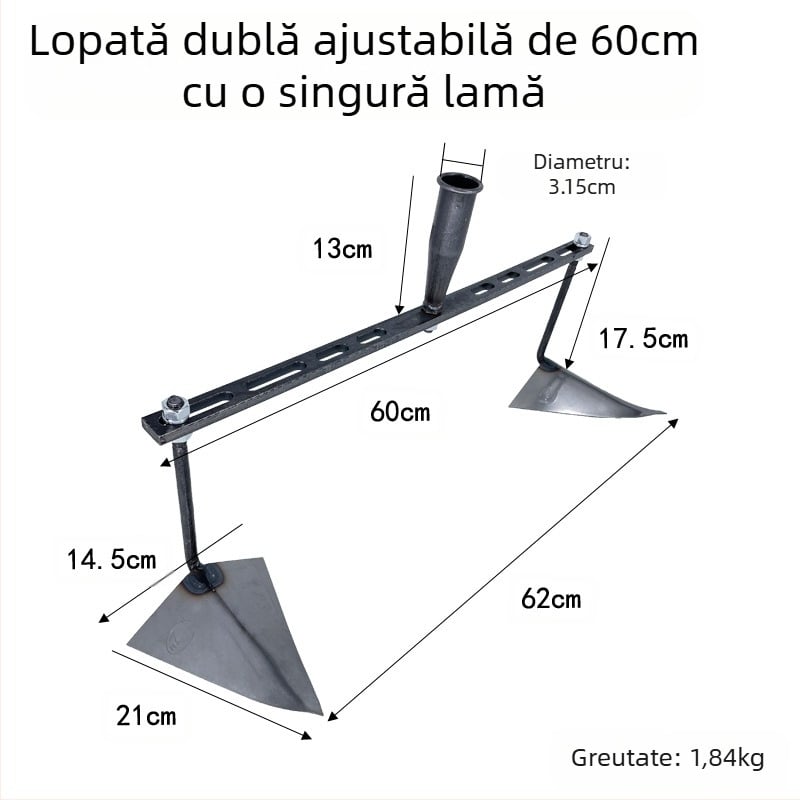 Sapă triunghiulară reglabilă pentru săpare canale, afânare sol și formare ridges – unealtă de grădină multifuncțională cu cap ascuțit de tip cioc de vultur