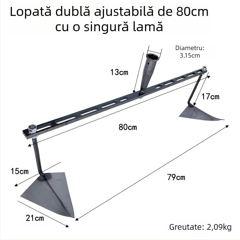 Sapă triunghiulară reglabilă pentru săpare canale, afânare sol și formare ridges – unealtă de grădină multifuncțională cu cap ascuțit de tip cioc de vultur