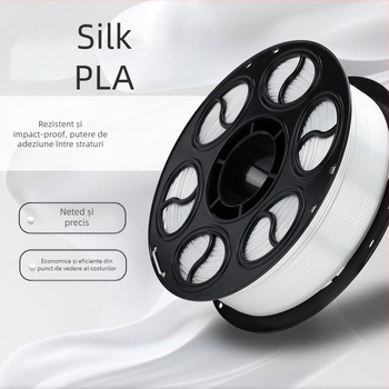 Filament PLA satin pentru imprimare 3D — secțiune circulară, aspect disc, densitate 1.26-1.40 g/cm3