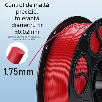 Filament PLA satin pentru imprimare 3D — secțiune circulară, aspect disc, densitate 1.26-1.40 g/cm3