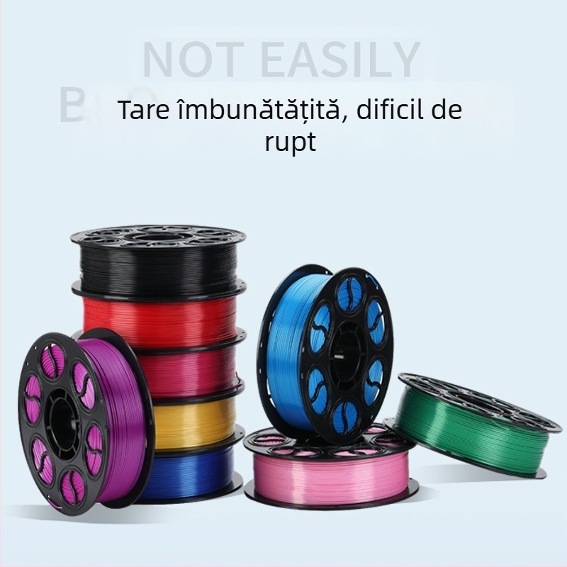 Filament PLA satin pentru imprimare 3D — secțiune circulară, aspect disc, densitate 1.26-1.40 g/cm3