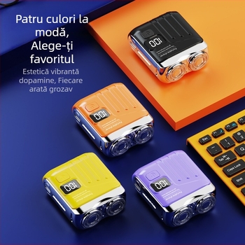 Aparat de ras electric mini portabil cu cap de tăiere plutitor și cap rotativ cu două lame (Baterie încorporată de 300–500 mAh, autonomie de 60 de minute, motor fără perii)