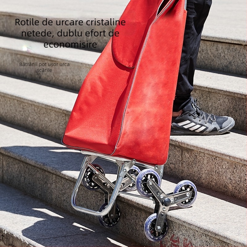 Căruț de cumpărături pentru uz casnic, pliabil, cadru din țeavă galvanizată + material Oxford 600D, capacitate de încărcare 15 kg, căruț cu mâner de tragere, origine Hebei, China