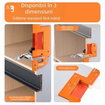 Șablon de canelare din aliaj de aluminiu, fără mâner, cu utilizare duală, canalare în formă de U pentru tâmplărie