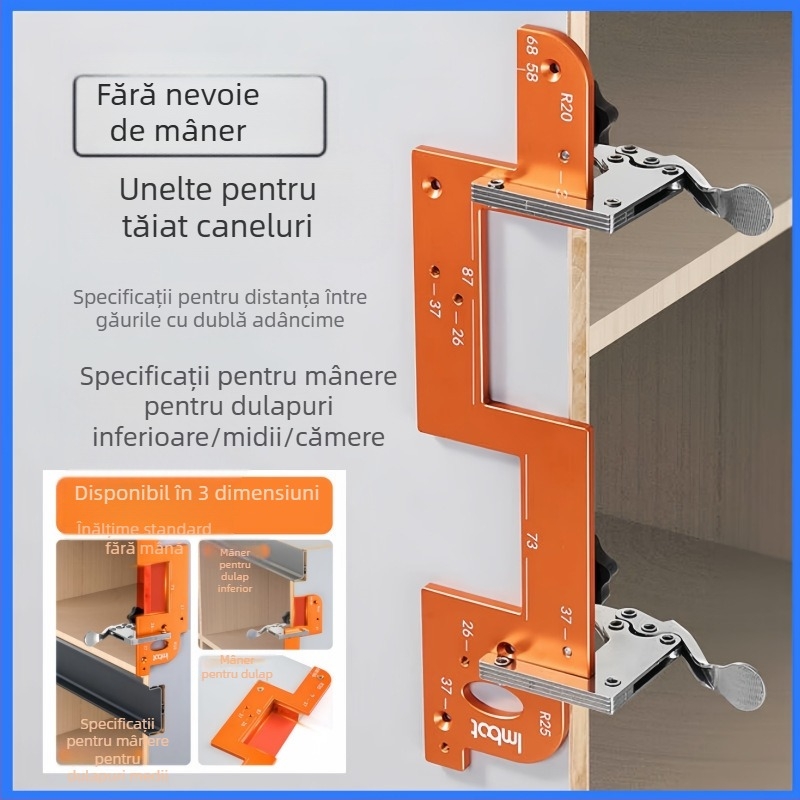 Șablon de canelare din aliaj de aluminiu, fără mâner, cu utilizare duală, canalare în formă de U pentru tâmplărie