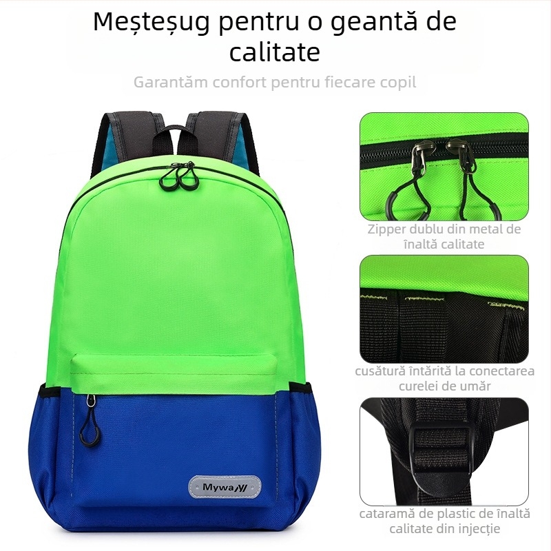 Ghiozdan pentru elevi de școală primară, unisex, cu design de reducere a efortului, din Oxford, respirabil, rezistent, bretele cu pernă de aer, pentru uz școlar
