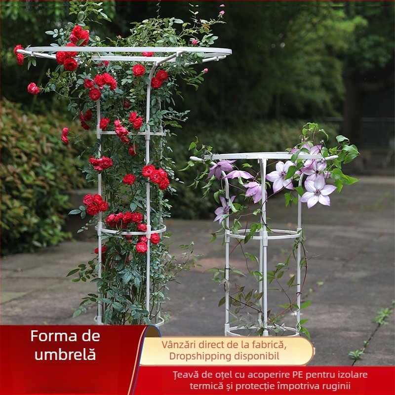 Cadru de cățărare pentru plante, suport de ghivece și raft pentru balcon, țevi metalice cu acoperire din plastic, stil pastoral, utilizare combinată