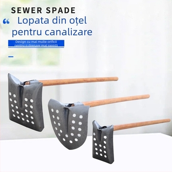 Lopată pentru curățarea canalizării, cap de fier la unghi drept – pentru curățarea canalizării și tranșee