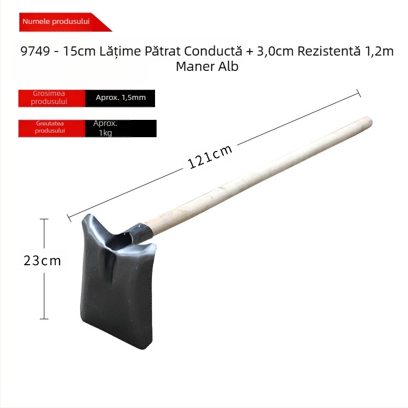 Lopată pentru curățarea canalizării, cap de fier la unghi drept – pentru curățarea canalizării și tranșee