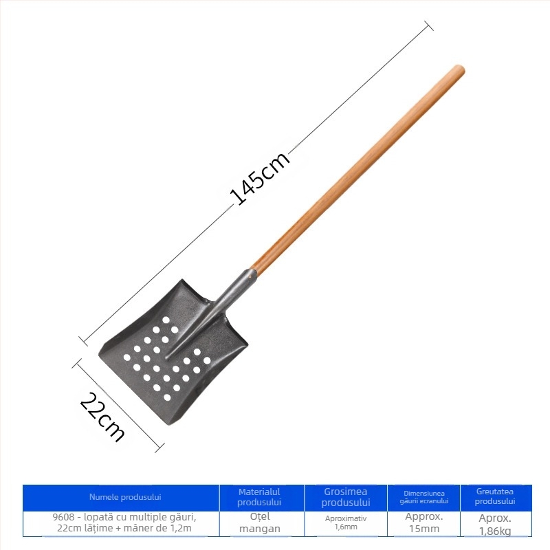 Lopată pentru curățarea canalizării, cap de fier la unghi drept – pentru curățarea canalizării și tranșee
