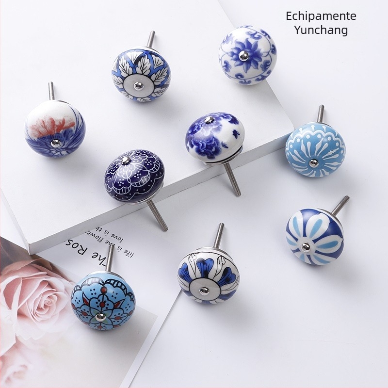 Yunchang mâner ceramic circular pentru dulapuri și sertare — stil modern minimalist, lux ușor; material ceramic; tratament de suprafață electroplatinare; marcă Yunchang Hardware.