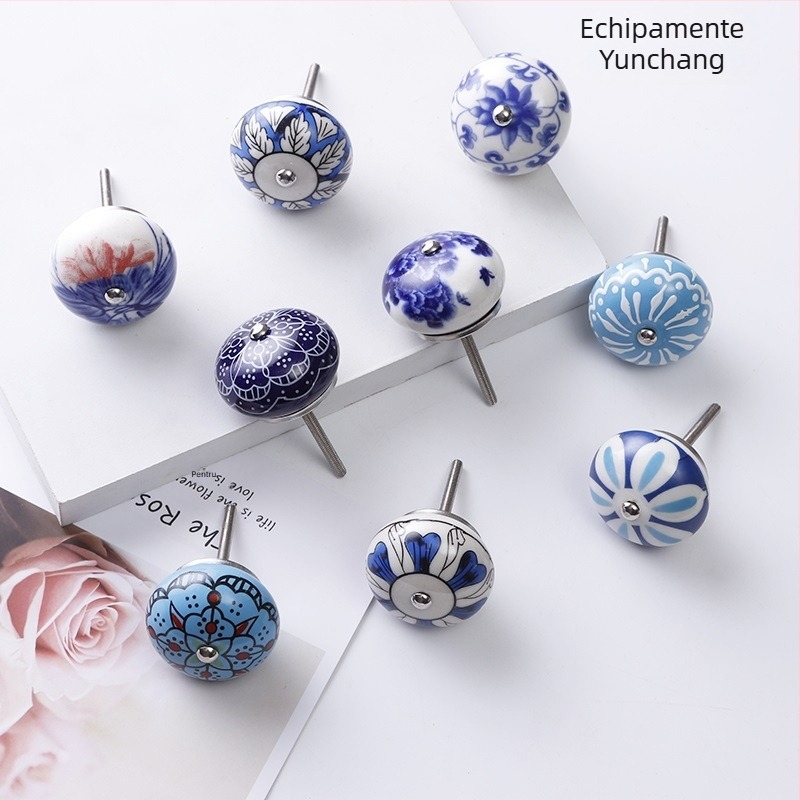 Yunchang mâner ceramic circular pentru dulapuri și sertare — stil modern minimalist, lux ușor; material ceramic; tratament de suprafață electroplatinare; marcă Yunchang Hardware.