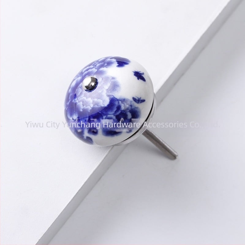 Yunchang mâner ceramic circular pentru dulapuri și sertare — stil modern minimalist, lux ușor; material ceramic; tratament de suprafață electroplatinare; marcă Yunchang Hardware.