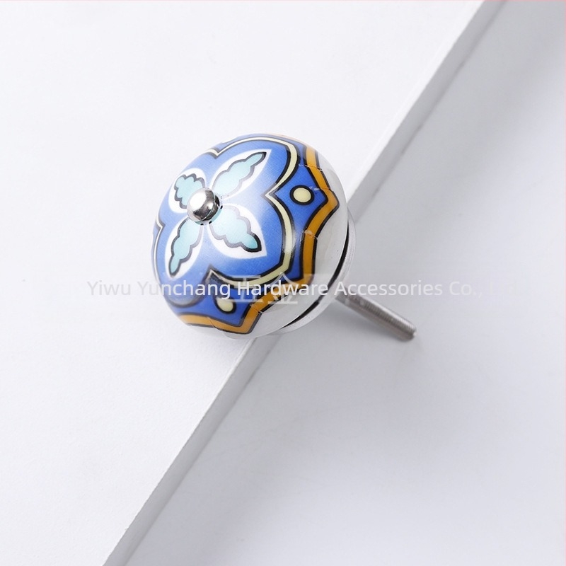 Yunchang mâner ceramic circular pentru dulapuri și sertare — stil modern minimalist, lux ușor; material ceramic; tratament de suprafață electroplatinare; marcă Yunchang Hardware.