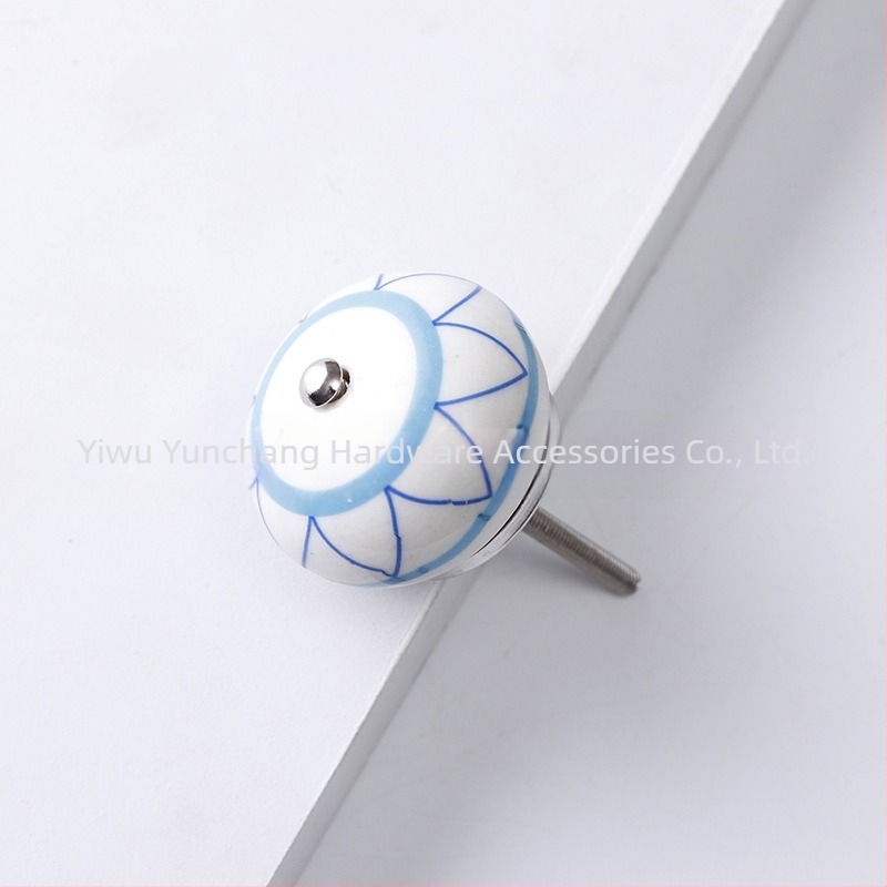 Yunchang mâner ceramic circular pentru dulapuri și sertare — stil modern minimalist, lux ușor; material ceramic; tratament de suprafață electroplatinare; marcă Yunchang Hardware.