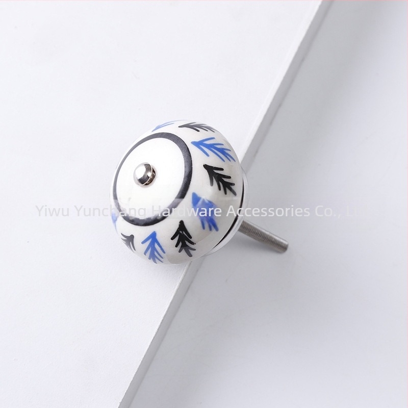Yunchang mâner ceramic circular pentru dulapuri și sertare — stil modern minimalist, lux ușor; material ceramic; tratament de suprafață electroplatinare; marcă Yunchang Hardware.