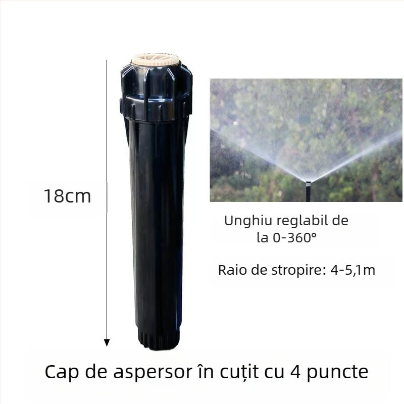 Guangying aspersor telescopic îngropat, cu rotație la 360° pentru irigarea gazonului și grădinii (plastice tehnice)