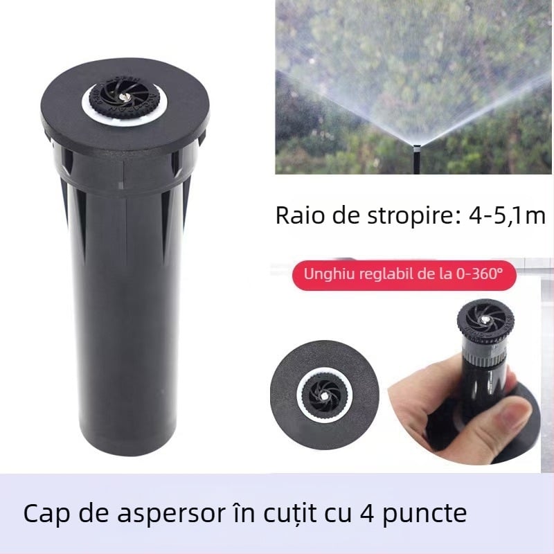 Guangying aspersor telescopic îngropat, cu rotație la 360° pentru irigarea gazonului și grădinii (plastice tehnice)
