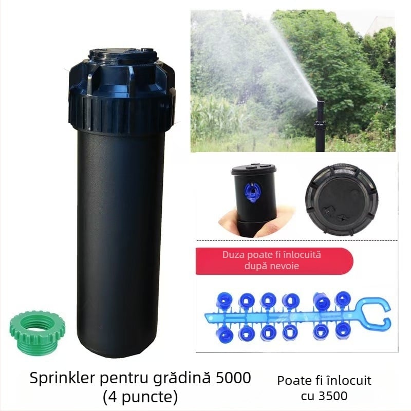 Guangying aspersor telescopic îngropat, cu rotație la 360° pentru irigarea gazonului și grădinii (plastice tehnice)