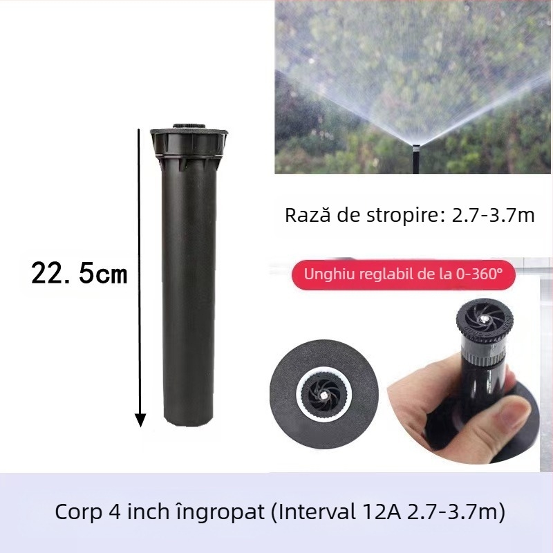 Guangying aspersor telescopic îngropat, cu rotație la 360° pentru irigarea gazonului și grădinii (plastice tehnice)
