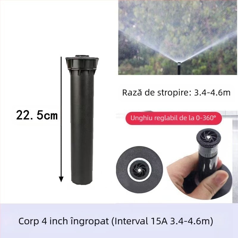 Guangying aspersor telescopic îngropat, cu rotație la 360° pentru irigarea gazonului și grădinii (plastice tehnice)