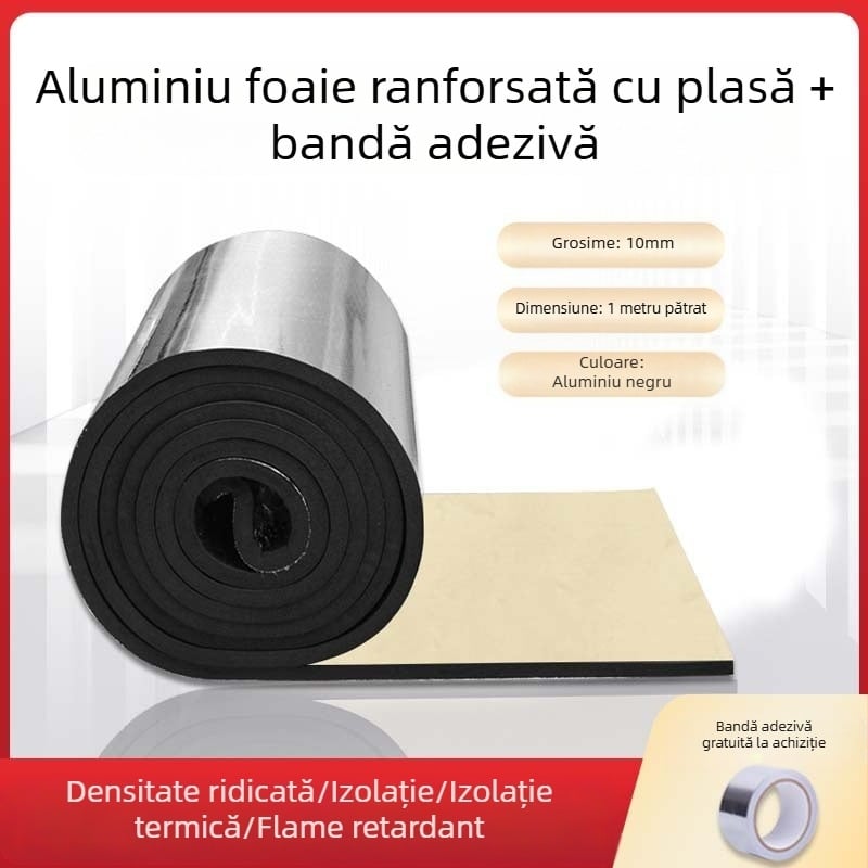 Vată izolație cu folie de aluminiu – izolație autoadezivă pentru acoperiș, microporoasă, miez din cauciuc-vată, rolă, 0,033 W/mK