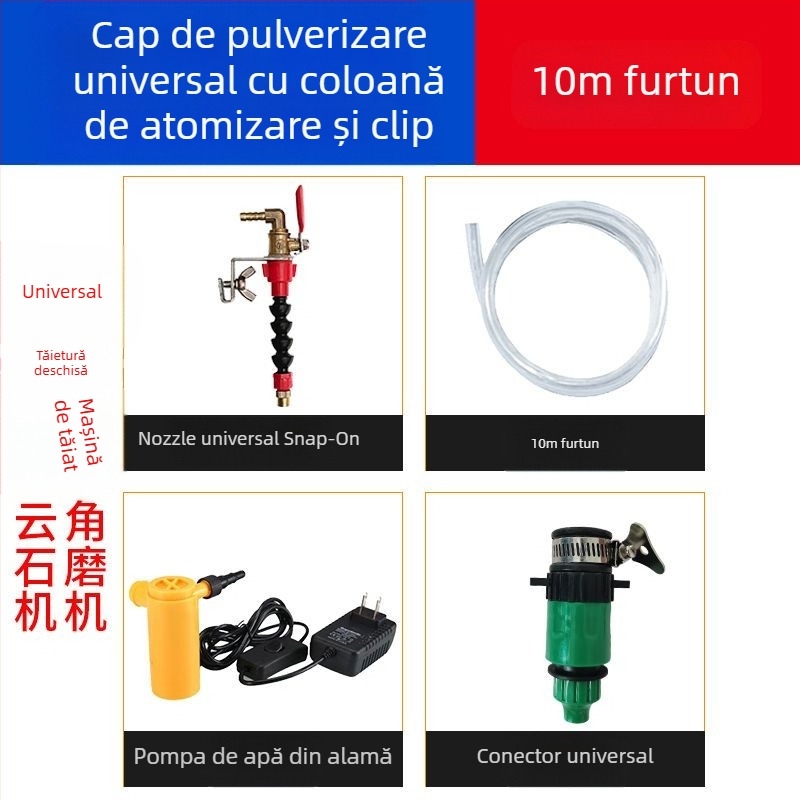Dispozitiv de pulverizare cu apă pentru mașini de tăiat și de ștanțuit, cu protecție la praf și răcire, universal pentru mașini de marmură, accesoriu pentru polizor unghiular