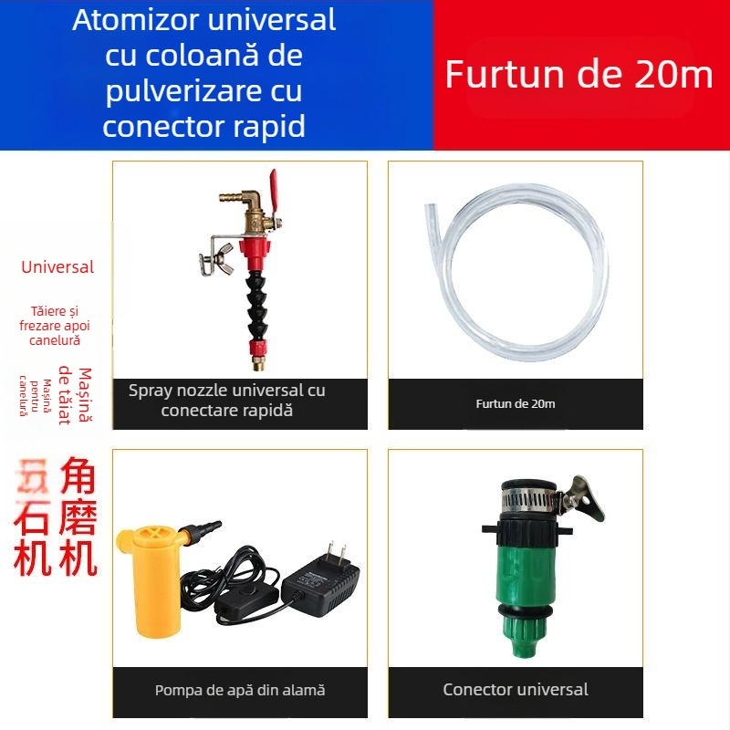 Dispozitiv de pulverizare cu apă pentru mașini de tăiat și de ștanțuit, cu protecție la praf și răcire, universal pentru mașini de marmură, accesoriu pentru polizor unghiular