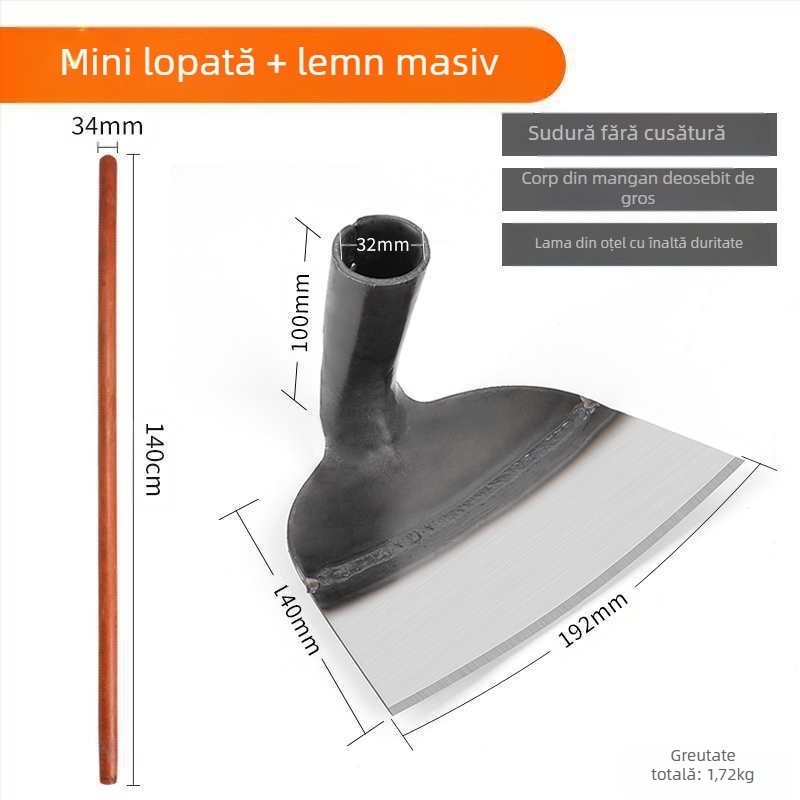 Lopată de grădină din oțel mangan, instrument multifuncțional pentru plivit, sădit legume și săpat