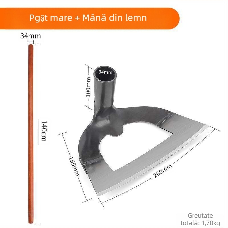 Lopată de grădină din oțel mangan, instrument multifuncțional pentru plivit, sădit legume și săpat