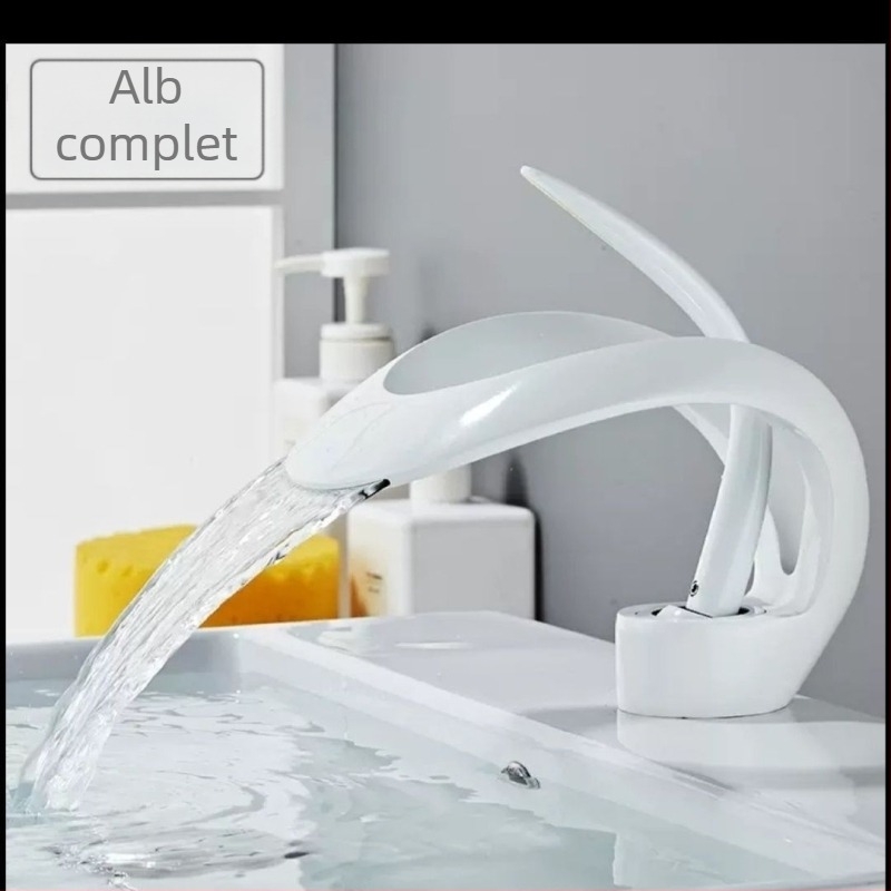 Robinet de lavoar din cupru, apă caldă și rece, montaj pe o singură gaură, nucleu ceramic al robinetului, finisaj electroplacat