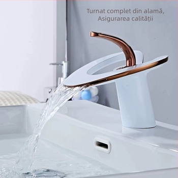 Robinet de baie din cupru, design modern minimalist, amestecător pentru baie, deschidere prin ridicare, diametru intrare-ieșire 2/1, ventil ceramic cu disc